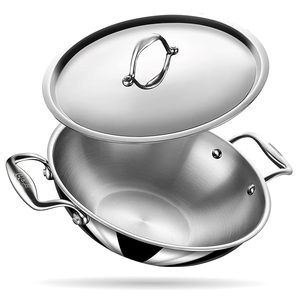 Olla Kadhai de Acero Inoxidable Triple de 1.6 L y 20 cm con Tapa, Utensilios de Cocina de Acero Inoxidable, Kadhai Triple para Inducción, Marca Stahl Artisan - Product Image 6