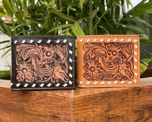 Cartera plegable corta con múltiples posiciones de cuero mecanizado a mano para hombre, carteras con bloqueo RFID de piel de vaca hechas a mano con costuras ultra fuertes - Product Image 4