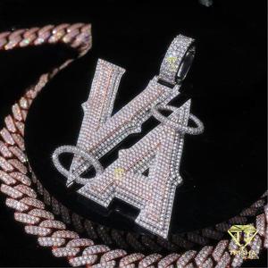 Custom Iced 18K Gold Plated Rhodium Lab Grown GIA Certified Hip Hop Letter Pendant <b>Necklace</b> <b>Initial</b> Charm Gift Jewelry - Product Image 4