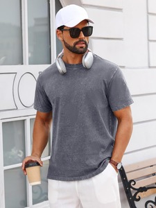 Camiseta Gráfica Contemporánea con Lavado Ácido, Impresión con Tinta Puff, Algodón Grueso, Ropa Urbana de Moda - Product Image 3