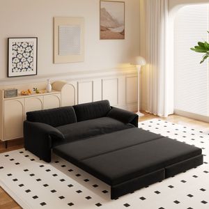 Divano Letto Convertibile Queen Size da 66 Pollici con Letto Estraibile 3 in 1 Multifunzionale in Velluto con Vano Portaoggetti Laterale per Soggiorno - Product Image 2