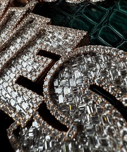 Iced Out Moissanite Waves Pendant 925 Silver 18K Gold Themed Letter <b>Chain</b> Hip Hop <b>Rapper</b> Men's Jewelry Everyday Wear Pendant - Product Image 4