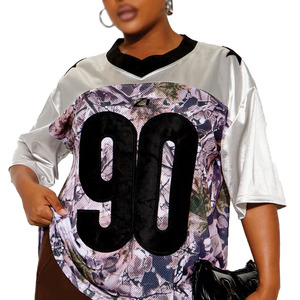 Camiseta Deportiva de Fútbol Americano para Mujer, con Panel de Camuflaje, Talla Grande, Malla de Poliéster, Cuello en V, Número Personalizado, OEM, Venta al Por Mayor, USA - Product Image 5