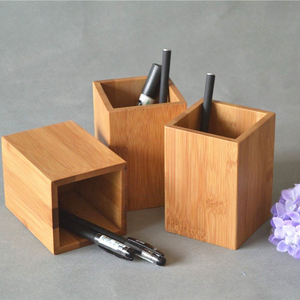 Porte-stylos et porte-crayons en bambou artisanal pour le bureau - Product Image 3