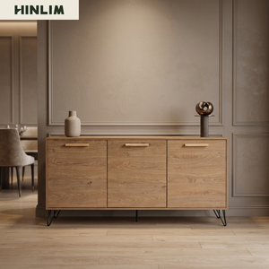 Scandinavian Wood <b>Sideboard</b> Modern <b>Storage</b> Cabinet with Metal Legs Dining Room Furniture - Product Image 6