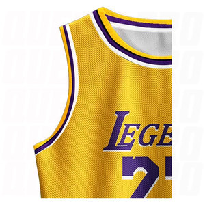 ชุดบาสเก็ตบอลแบบกลับด้านได้สั่งทำขายส่ง รุ่นใหม่ล่าสุด สีเหลือง โพลีเอสเตอร์ แบบซับลิเมชั่น - Product Image 5