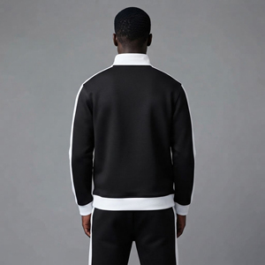 Wholesale Custom Oversized Pullover Men's <b>Zipper</b> Sweatshirt 2 Tone Streetwear Winter 100% Cotton Fleece Hip Hop High Quality - Product Image 5