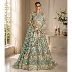 Robe de mariée de luxe formelle en organza, avec dupatta en organza, non cousue - Product Image 4