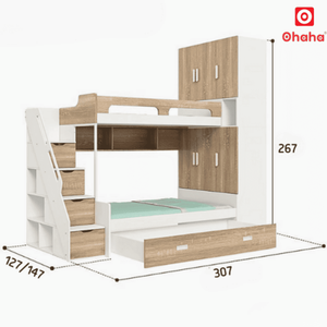 Cama litera inteligente Ohaha con armario y librero integrados - GTTM015 - Product Image 6
