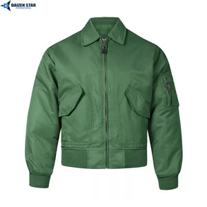DAIZEN <b>STAR</b> INTERNATIONAL Men's Solid Color Polyester/Cotton Bomber <b>Jacket</b> Stand Collar Zipper Closure High Street Casual Style - Product Image 3