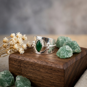 Green Onyx Marquise Gemstone <b>Ring</b> Silver Plated Brass <b>Statement</b> <b>Ring</b> Handmade Openwork Cocktail <b>Ring</b> Wholesale Jewelry - Product Image 4