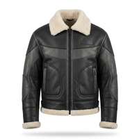 Veste en cuir véritable pour homme, fourrure de mouton noire, style aviateur B3, veste bomber d'hiver chaude, vêtements d'aviateur personnalisés, épais et résistants