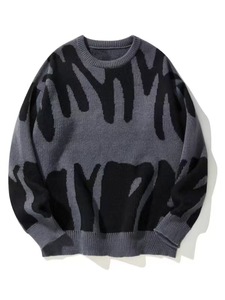Suéter de punto acolchado para hombre, estilo casual, cálido para invierno, nuevo, antipilling, con logo frontal, cuello redondo, a la moda - Product Image 1