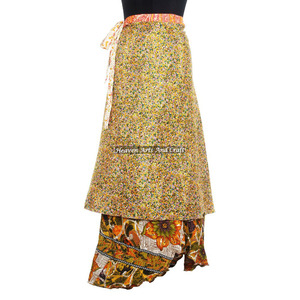 <b>Full</b> <b>Length</b> Jaipur Style Wraps <b>Skirt</b> 2 Layer Reversible Magic Silk Saris Wrap Long <b>Skirt</b> Silk Fabric Printed Magic Wrap 38 Inch - Product Image 2