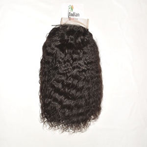 Perruque en cheveux humains indiens Remy vierges, avec closure 7*7, frontale en dentelle, 22 pouces, bonnet respirant, bandeau, double trame, ondulée, vente en gros - Product Image 1