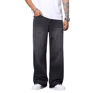 GENERSA SPORTS Jeans Rectos Ligeros de Alta Calidad para Hombre, Estilo Hip Hop Otoñal, Vintage, Lavado Enzimático, Cintura Elástica - Product Image 3