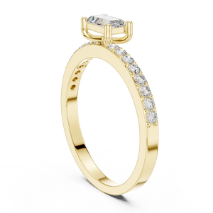 Bague en diamant de laboratoire de 1,00 carat, taille émeraude, clarté VS2, couleur E, certifiée IGI, or jaune 10K, fabricant de bijoux en diamant CVD - Product Image 2