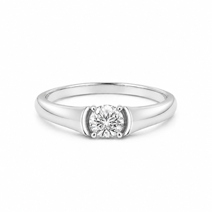 Bague d'anniversaire pour femme en or jaune avec moissanite, taille brillant rond, sertissage demi-clos, style classique - Product Image 5