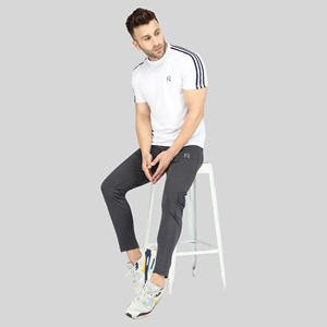 Pantalon de survêtement sport bleu quatre directions avec bande latérale, logo personnalisable, impression HD, délavage coloré, 100 % polyester, séchage rapide, tailles homme M/L/XL - Product Image 6