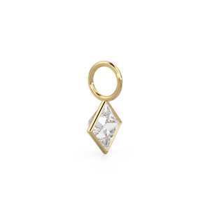 Colgante de Cuarzo Blanco de 5mm en Oro Amarillo Sólido de 14k con Bisel para Joyería / Piedra de Nacimiento de Abril / Gema Transparente con Corte Princesa - Product Image 4