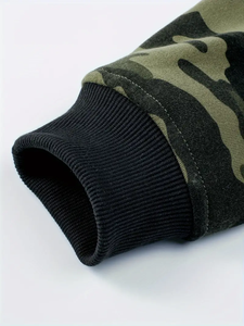 Men's Camouflage Color Block Pullover Hoodie Olive Green Black <b>Woodland</b> Camo Fleece Sweatshirt Streetwear Casual Fashion Hoodie - Product Image 3