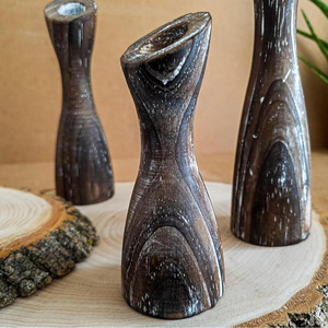 Ensemble de 3 bougeoirs épais en bois de manguier, support de table décoratif pour la maison, support décoratif pour Noël, vente en gros - Product Image 6