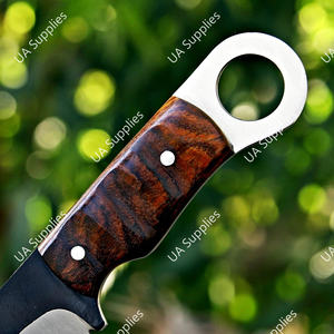 Cuchillo de Caza Fijo de Acero Inoxidable Hecho a Mano con Orificio para el Dedo, de Alta Calidad, Bajo MOQ, para Camping y Bushcraft al Aire Libre, OEM - Product Image 4