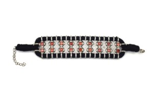 Luxury Rhodium Plated Silver Bracelet with Diamond and Accents Black Woven Band Women's Wedding Engagement <b>Gift</b> Jewelry - Product Image 5