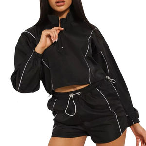 Ensemble court unisexe pour femmes, streetwear, respirant, coupe-vent, à capuche, grande taille, printemps été, léger, en nylon imprimé - Product Image 6
