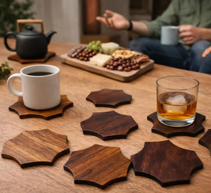 Sous-verre en bois fait main |   Ensemble de 6 sous-verres, décoration de table par B H Brothers - Product Image 1