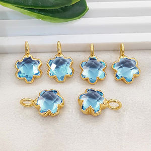 Dijes de Topacio Azul en Forma de Estrella, Electrochapados en Cobre, 10mm, para Joyería - Product Image 1