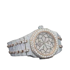 Dial de esqueleto de moissanita de gama alta, Reloj clásico de acero inoxidable de lujo, garantía de 2 años, Diamante de paso de cristal de zafiro de 20mm - Product Image 3