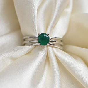 Green Onyx 925 Sterling <b>Silver</b> Prong Setting Round Cut Gemstone Luxury Engagement Wedding <b>Statement</b> <b>Ring</b> Handmade Gift for Her - Product Image 1