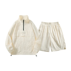 <b>Men</b> <b>Summer</b> Windbreaker Tracksuit Shorts Set 1/4 Zip Lightweight Nylon 2 Piece Casual Sports Outfit - Product Image 3