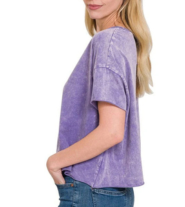 Camisetas Lisas Teñidas con Hombros Caídos para Mujer, Camisetas con Lavado Ácido Antibacterianas del Mejor Material, Camiseta con Lavado Ácido para Mujer - Product Image 3