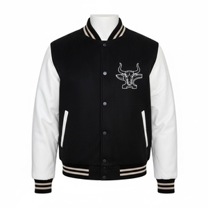 GRIP SAFE INDUSTRIES <b>Men's</b> Winter Varsity <b>Jacket</b> Genuine <b>Leather</b> Sleeves Polyester/Cotton Shell Zipper Closure Customizable - Product Image 1