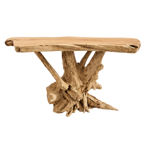 Table console ARTERRA en bois massif rustique en racine de teck, faite à la main, écologique, bord naturel, moderne, durable et facile à nettoyer, pour salon - Product Image 2