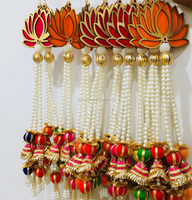 Rumbai Manik-manik Gota Tradisional Warna-warni Buatan Tangan 2ft Tali Lotus Dekorasi Rumah Diwali Hiasan Dinding Latar Belakang Pernikahan Haldi
