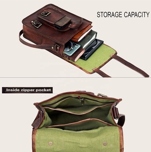 Bolso bandolera de cuero genuino a la moda para hombre y mujer, bolso de hombro cruzado para la universidad para el trabajo o la escuela - Product Image 3