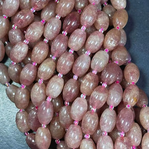 ลูกปัดหินควอตซ์สตรอเบอร์รี่ธรรมชาติ รูปทรงหลอด สีชมพูแดงสวยงาม คุณภาพสูง ร้อยเป็นเส้นเต็ม - Product Image 1