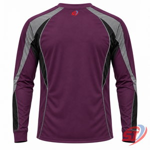 <b>Mens</b> Custom Long Sleeve Sports T-<b>Shirt</b> Breathable Quick Dry Performance Wear Polyester/Cotton <b>Collarless</b> Summer - Product Image 2