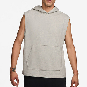 Men <b>Sleeveless</b> <b>Hoodie</b> Solid Color Casual Knitted Tank Top with Pockets 100% Cotton Anti-Shrink Crew Neck 120g Logo Front/Back - Product Image 4