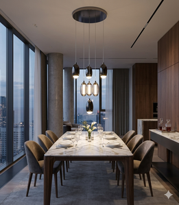 Lámpara Colgante Moderna de Cristal Tipo Campana, LED Negra, Altura Ajustable para Sala de Estar, Base E27, Luz Blanca Cálida 3500K - Product Image 2
