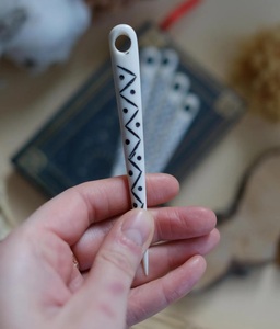 เข็มกระดูกควายคุณภาพสูงพร้อมเข็มถักแบบแกะสลักสำหรับงานทัฟติ้งและโครเชต์ เครื่องมือแกะสลักสำหรับเย็บหนังและงานทอผ้า - Product Image 3