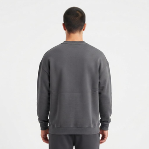Sweat-shirt personnalisé pour homme, col rond, en molleton de coton, coupe ample, décontracté, couleur anthracite unie - Product Image 3