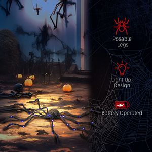 Decorazione di Halloween: Ragno Luminoso Gigante da 8,25 Pollici con Zampe Pieghevoli per Esterni - Product Image 5