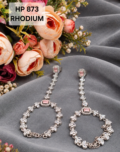 Radiant Cut Stone Hathphool Geometric Bridal Hathphool Leaf Pattern <b>Silver</b> & Rhodium <b>Plated</b> Hand Harness <b>Jewellery</b> Manufacturers - Product Image 3