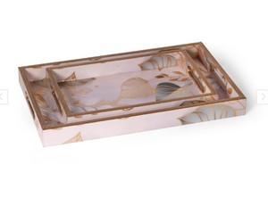 Plateau de service rectangulaire multifonctionnel en bois avec cadre, motif feuille moderne, artisanat en bois, pour la maison et la cuisine - Product Image 4
