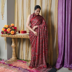 Sari en soie modale de haute qualité, tissu confortable, sari pour occasions festives - Product Image 1