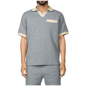 ชุดเซ็ตเสื้อโปโลแขนสั้นทรงหลวมพร้อมซิปและกางเกงขาสั้นแฟชั่นใหม่คุณภาพสูงสำหรับผู้ชายฤดูร้อน - Product Image 6